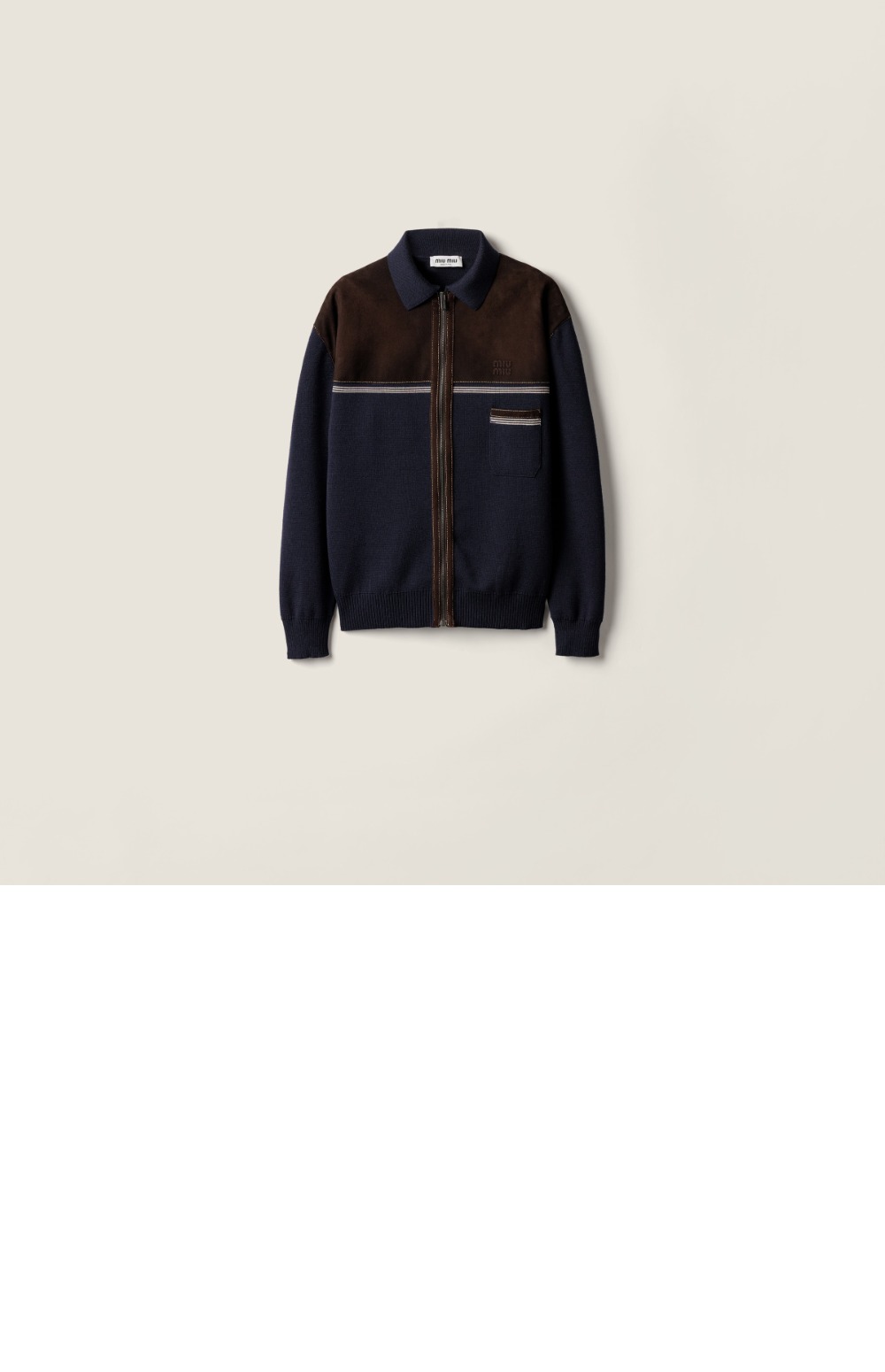 미러급레플리카사이트 | 명품레플리카 전문 쇼핑몰  | 딥퀄 - 울 및 가죽 지퍼 가디건 &gt; 미우미우