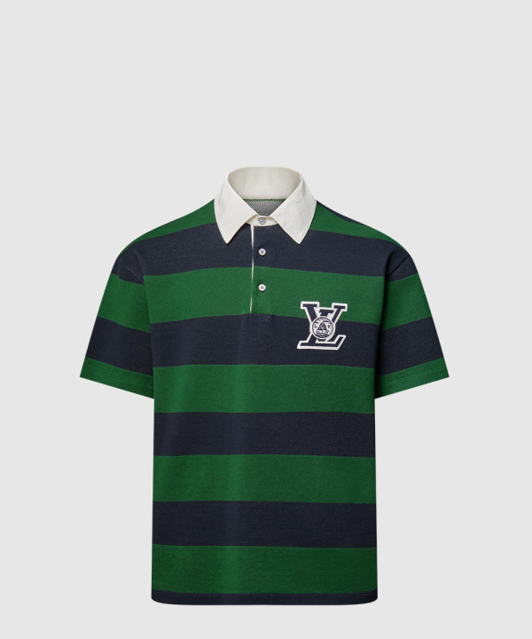 스트라이프드 쇼트 슬리브드 폴로 셔츠