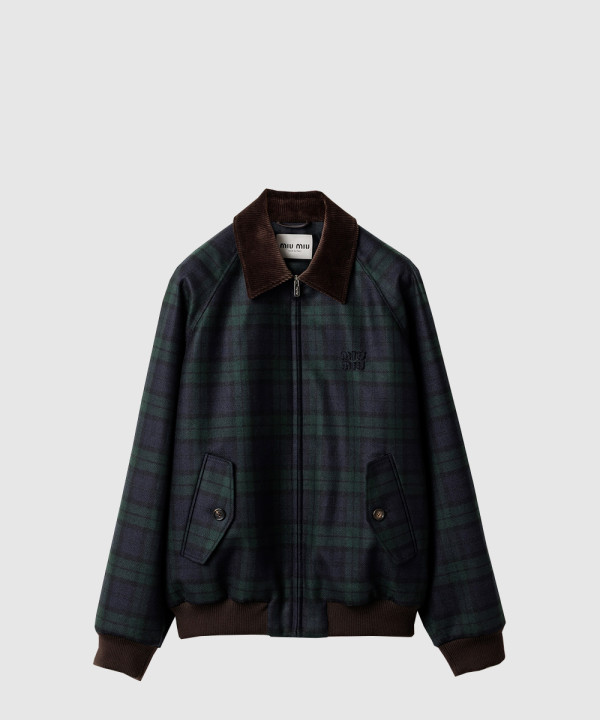체크 트윌 블루종 재킷