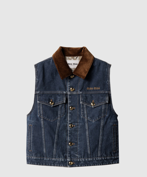 플로킹 데님 벨벳 베스트