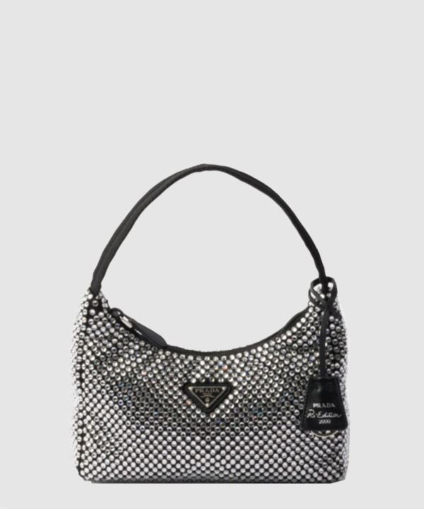 크리스털 장식 새틴 미니백 1BC515